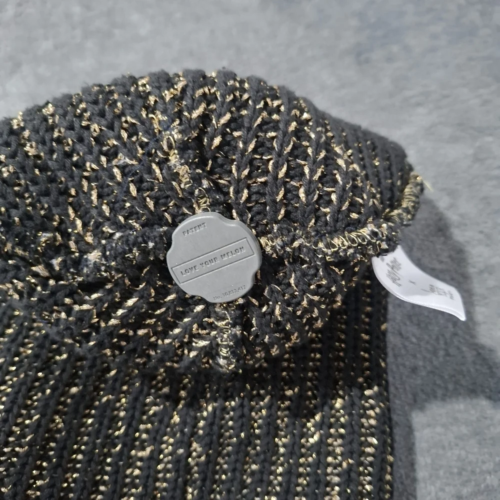 Love Your Melon Harry Potter Snitch Black Metallic Gold Pom Beanie